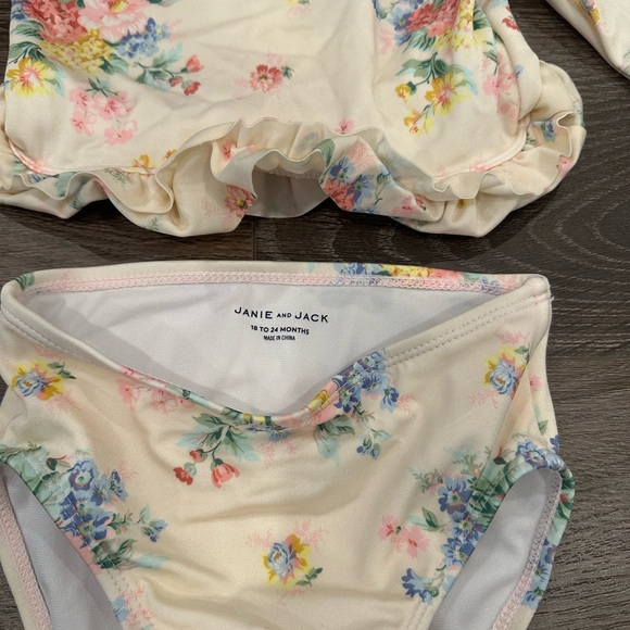 Janie and Jack Floral Kids Swim Set - Cream - Picture 2 of 3